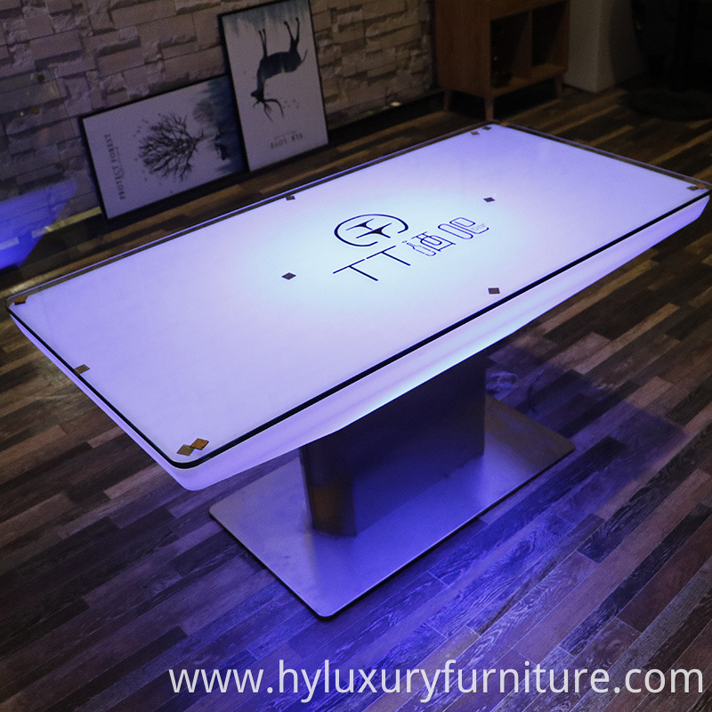 Commercial plastic rechargeable led furniture sets funny bar stool bar coffee table led smart coffee table,glass coffee table